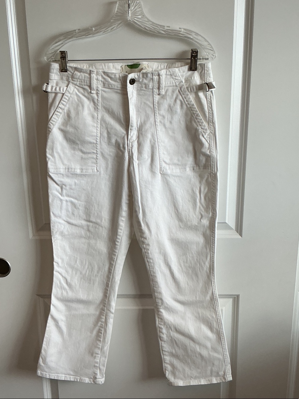 Anthropologie White Straight-Leg Utility Jeans